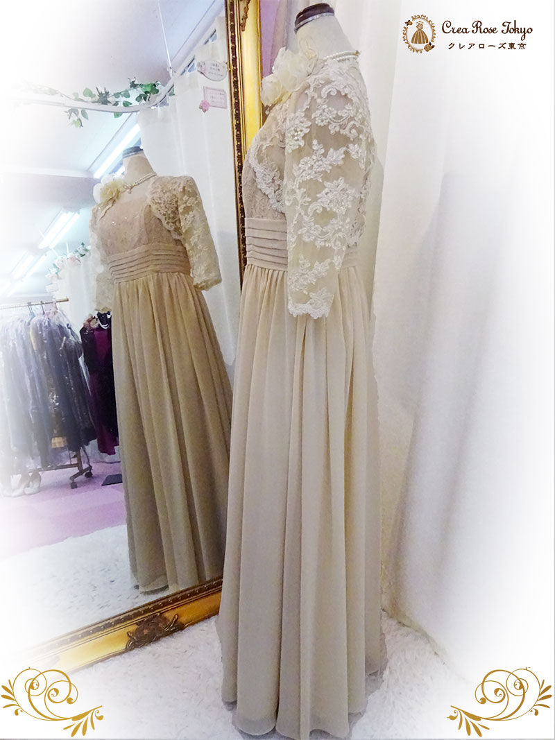 刺繍がエレガントな総レースボレロ【グリセルダシャンパンボレロ】ミセスにおすすめ