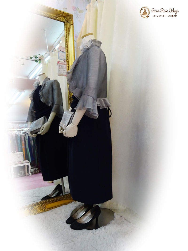 11号〜15号、編み上げ仕様！ネイビーのご親族様におすすめのシンプルドレス【エリザベータドレス】大きいサイズ