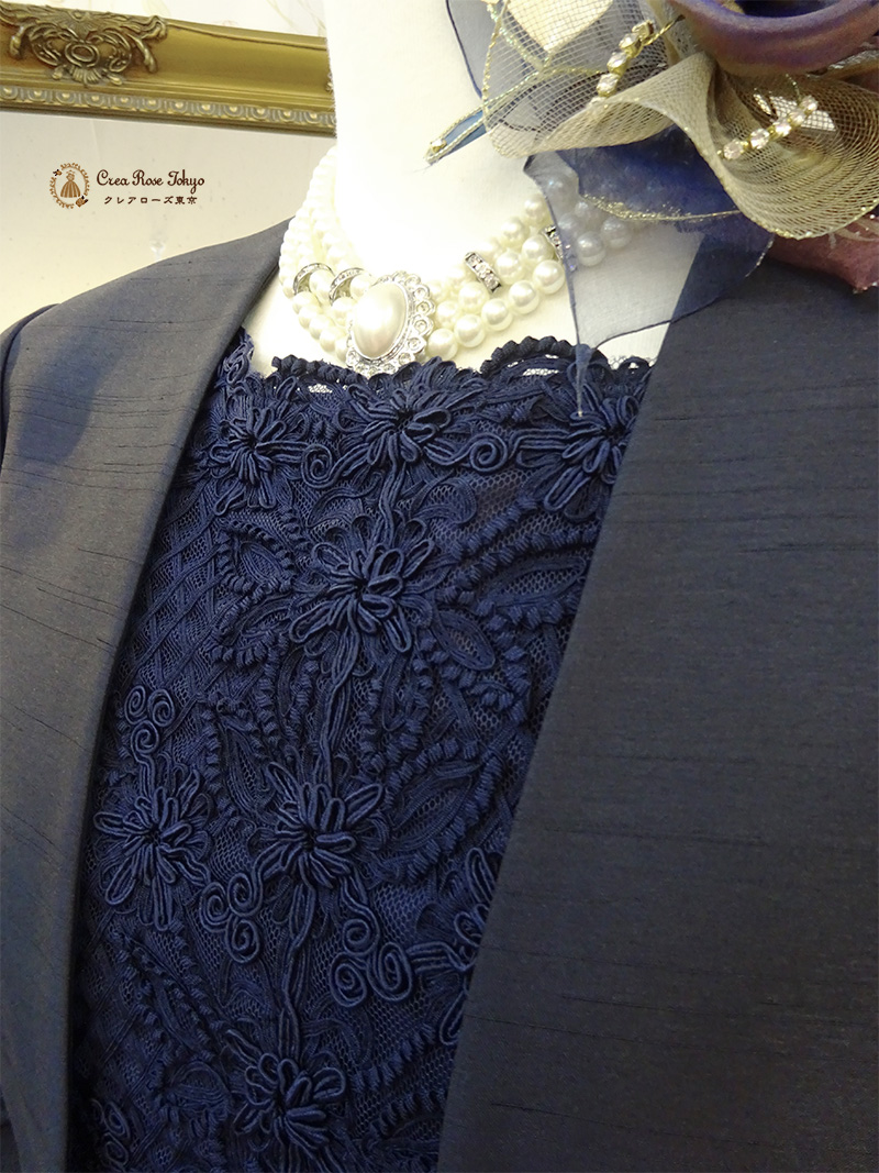 袖付き11号の方、精巧な刺繍が美しい日本製ロングドレス【グロッシー・クイーンドレス】ミドル世代の結婚式やパーティーに