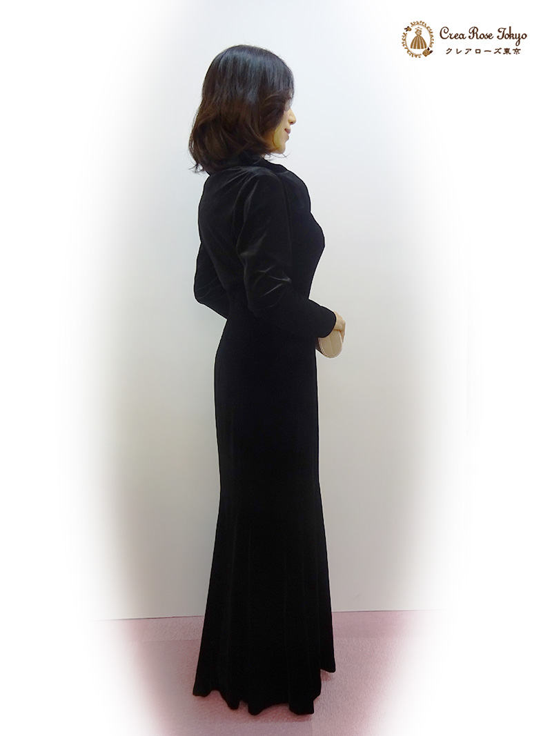 9号より少し大きめ、英国淑女のような格調高いロングドレス【イングリッシュベロアグランデドレス】結婚式のご親族・ミドル＆シニア世代のパーティーに