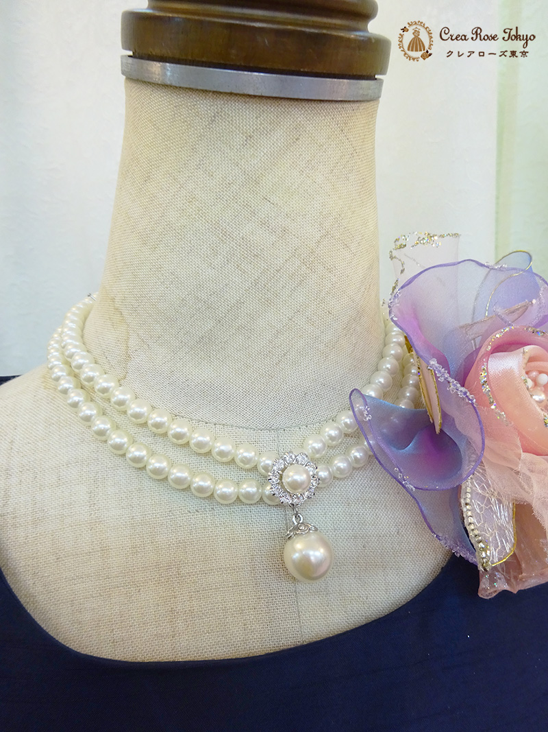 浅草本店【マリアパールクリーム2連】オールマイティなパールの2連ネックレス