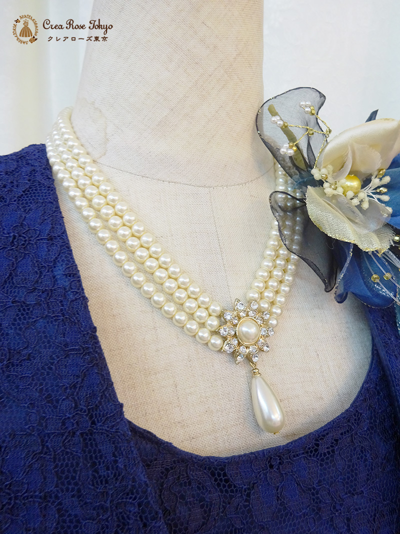 胸元に舞い降りて冴えわたる星の涙【アマンダルリネックレス】ボリューム感を出したいドレスアップに