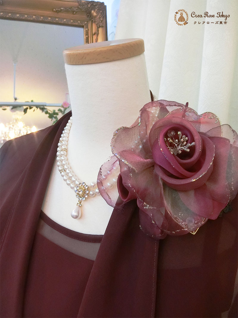 【ゴージャスフラワーゴールド2連】パールのパーティーネックレス