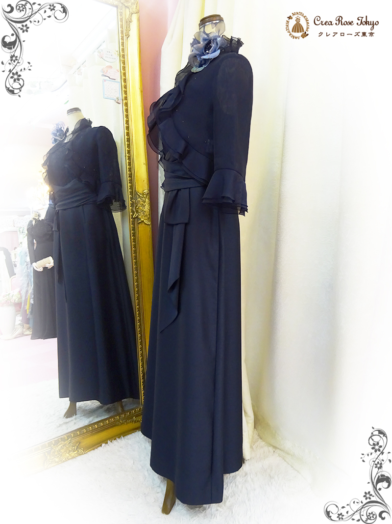 13号スタイルアップの人気、日本製ドレス！２点セット【ヴァレンティンドレス+ブラックベリカボレロジャケット】母親様マザーズドレス