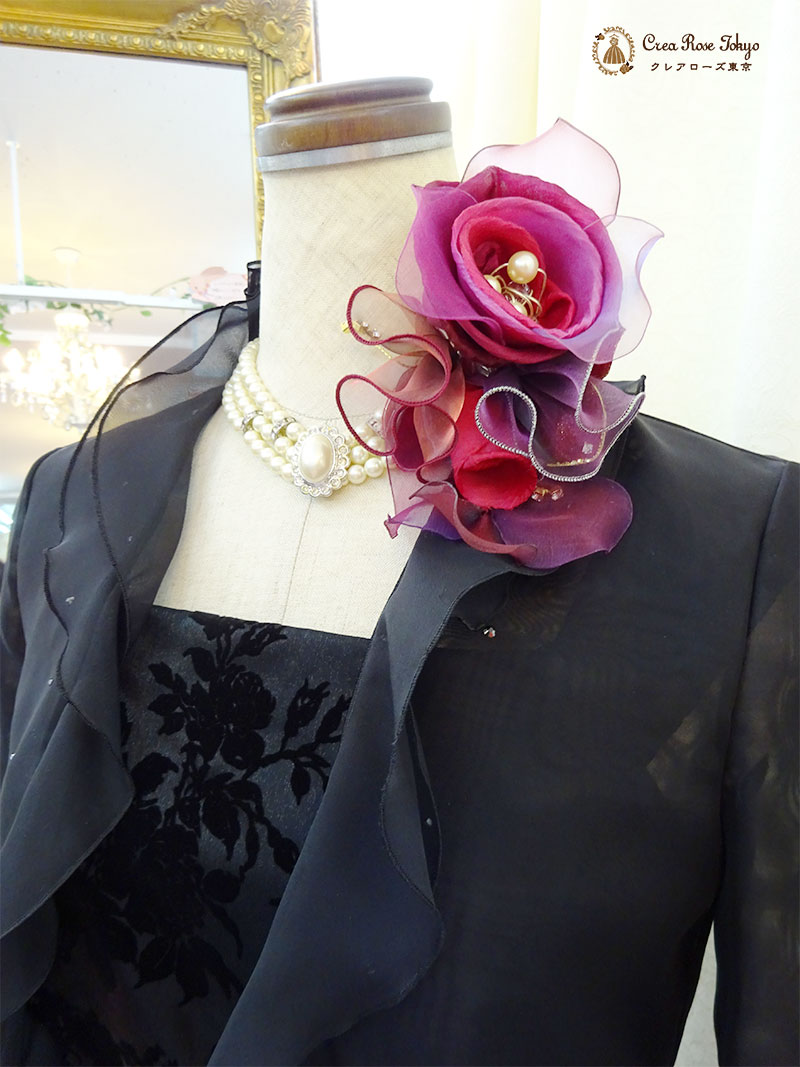 丈が短め、背の低い方向け。上質！地模様ブラックドレス2点セット【エリカ・ヴィクトリアドレス＋ブラックベリカボレロジャケット】母親ロングドレス