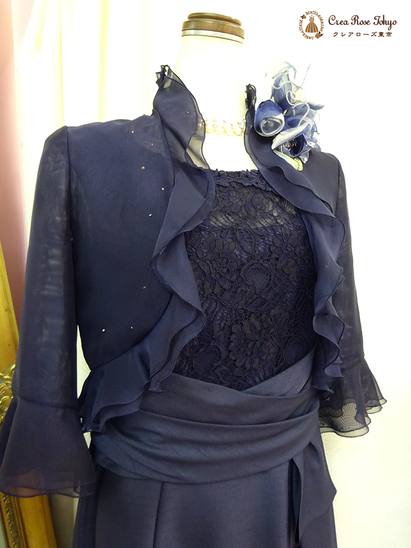スタイルアップの人気、日本製ドレス！２点セット【ヴァレンティンドレス+ブラックベリカボレロジャケット】母親様マザーズドレス