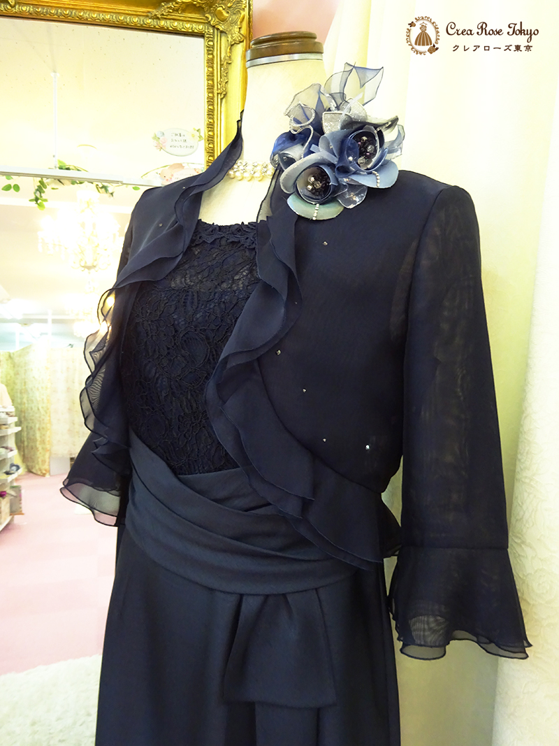 スタイルアップの人気、日本製ドレス！２点セット【ヴァレンティンドレス+ブラックベリカボレロジャケット】母親様マザーズドレス