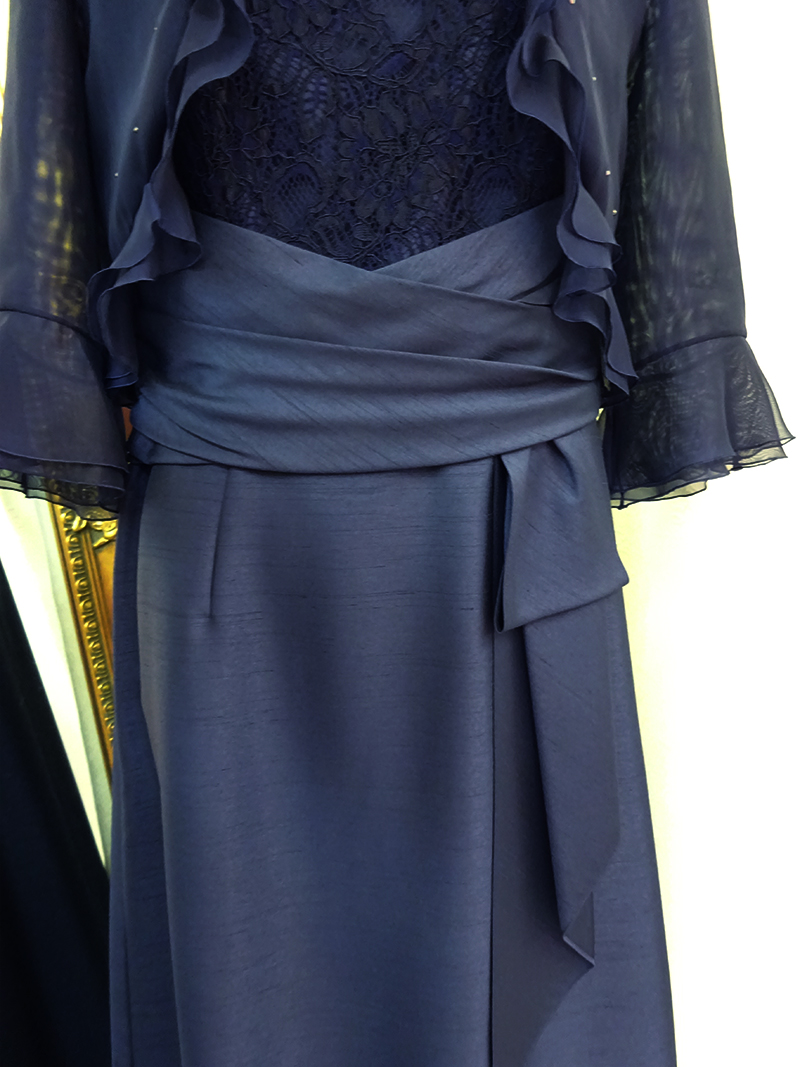 スタイルアップの人気、日本製ドレス！２点セット【ヴァレンティンドレス+ブラックベリカボレロジャケット】母親様マザーズドレス