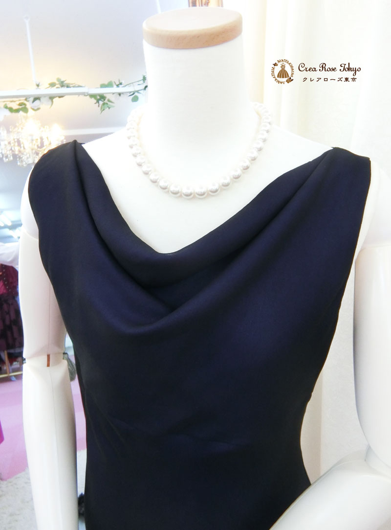 コーディネート2点セット！[イルマリドレス+シルバーロングボレロ]ネイビーのミセスドレス　７~９号