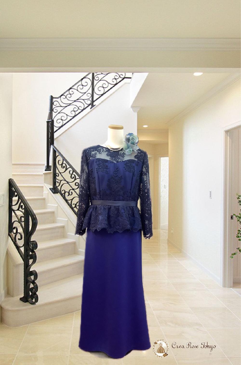 クレアローズ オリジナル正礼装【ヴェロニカデルフィードレス】美を追求し、計算された刺繍とライン