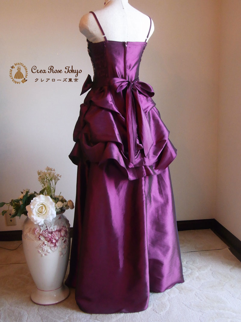 [オルガーノ]クラシカルパープルのロングドレス　S～Ｌサイズ　発表会演奏会
