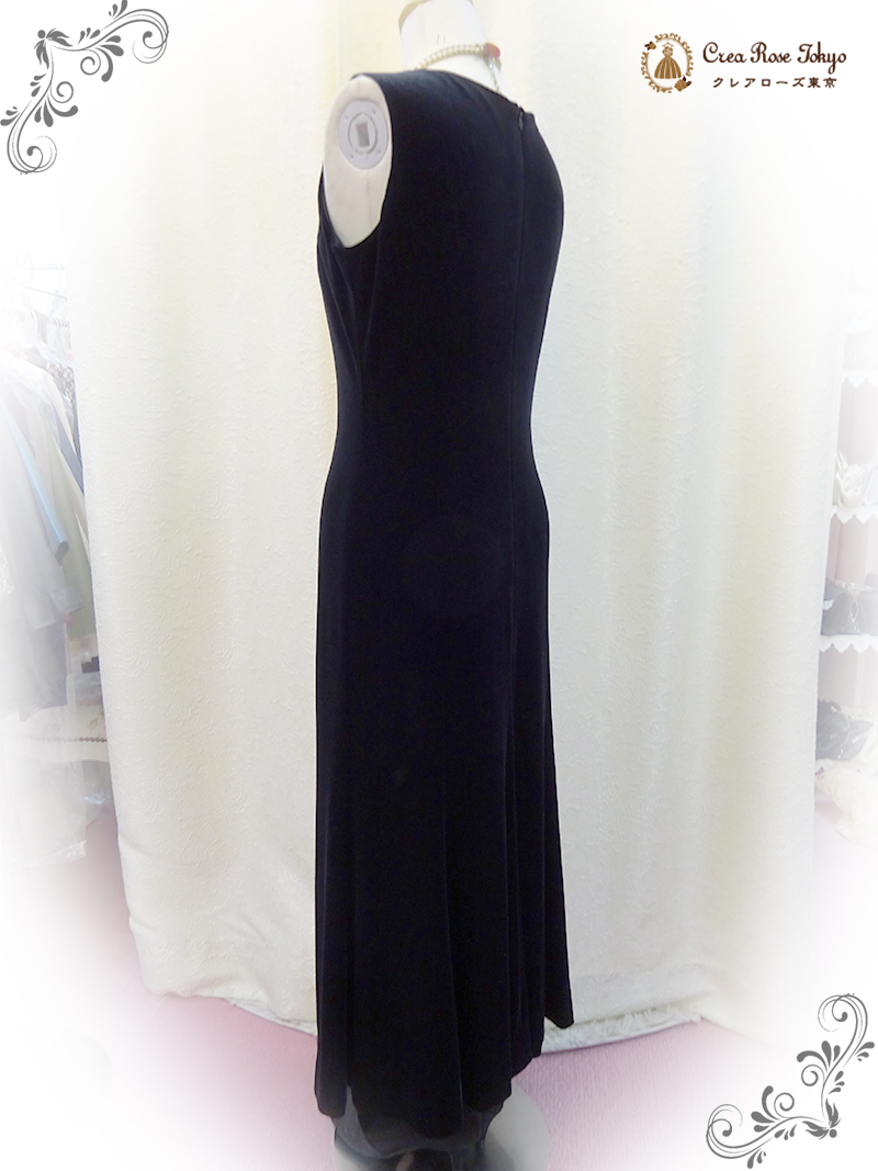 秋冬おすすめ、ベルベット高級ドレスコーディネート2点セット！【クロケット・ベルベットドレス＋レーシーグランデジャケット】お母様、叔母さま、ご親族様