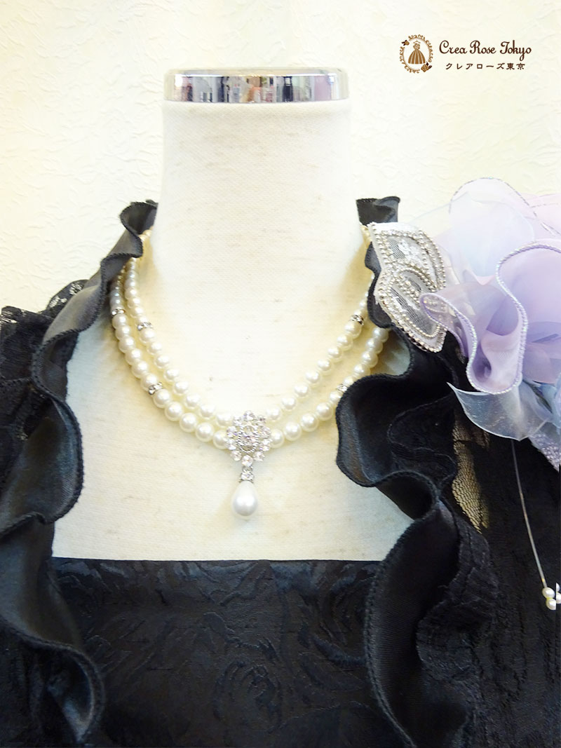 背の低いお母さまに！総レースボレロ2点セット【リラルディローザドレス＋ブラックレースロングボレロ】