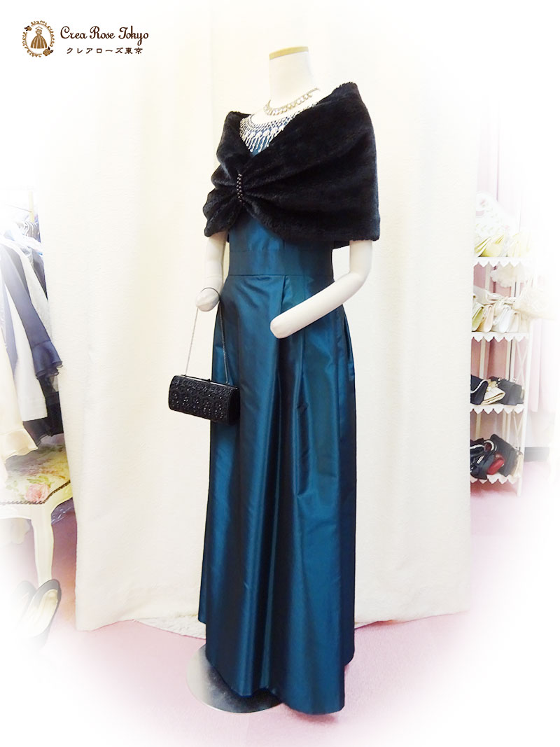 浅草本店　舞台映え！艶やかなブルーグリーンドレス【リンベル】ミセスの発表会におすすめ