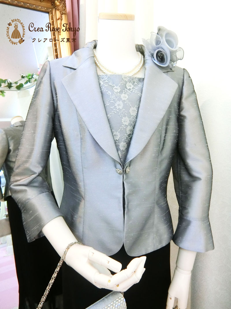 叔母さま、祖母様向けコーディネート二点セット！[ラフィーネ]上品＆エレガントなブラックドレス