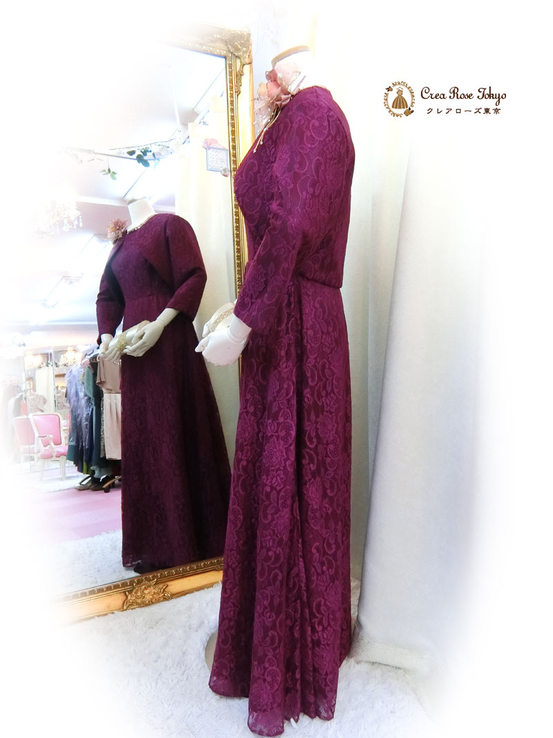 正礼装９号[メモリアドレス]ミセスにおすすめ紫色の上品な総レース