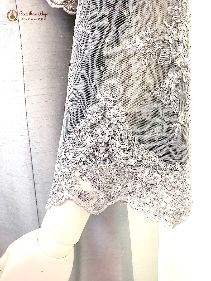 オリジナル精巧なレースをまとい正統派レディにスタイルアップ【ジェネラルグレーボレロ】40～60代マダムの結婚式やパーティーに