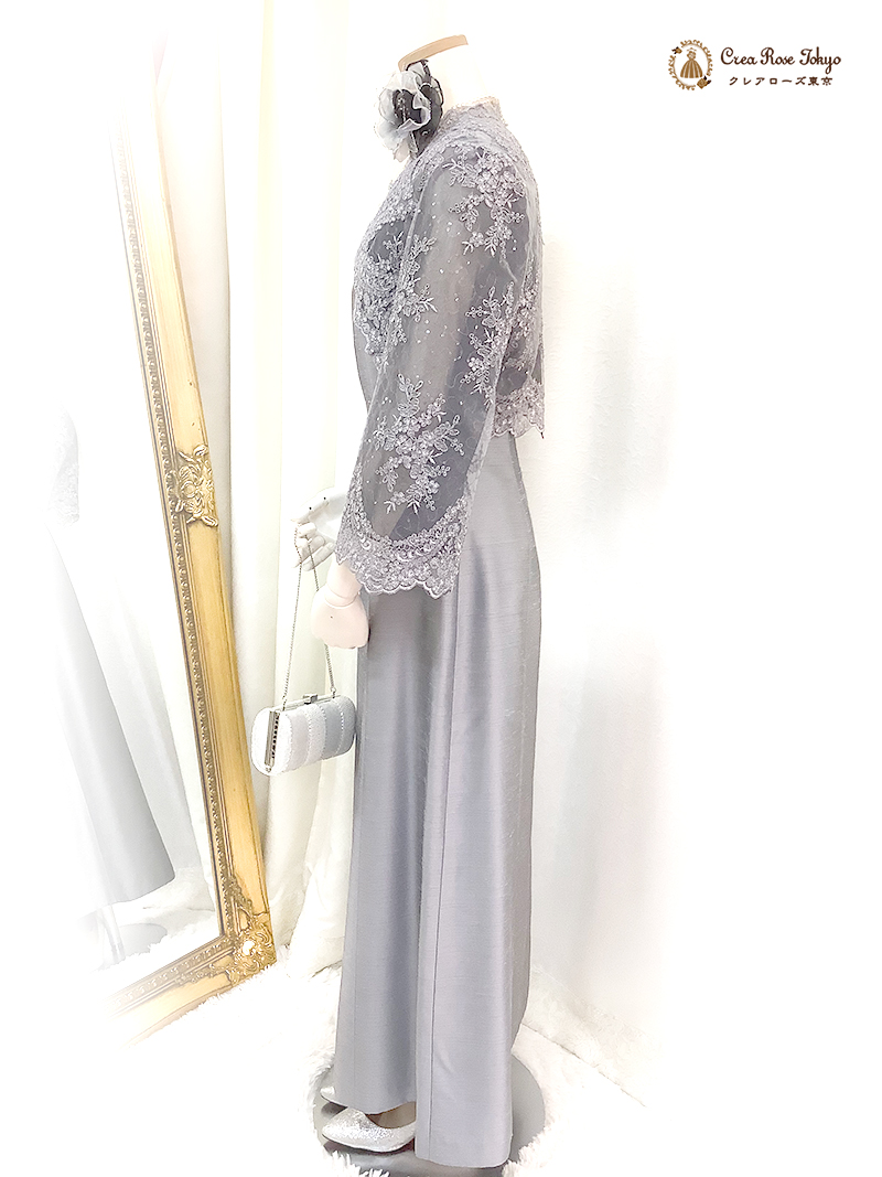 オリジナル精巧なレースをまとい正統派レディにスタイルアップ【ジェネラルグレーボレロ】40～60代マダムの結婚式やパーティーに