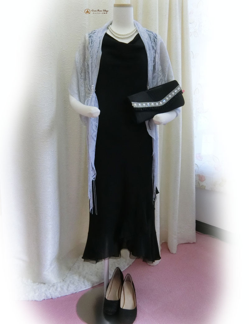 コーディネート2点セット！[ラフィーネ]ドレス＆ジュディショールシルバー