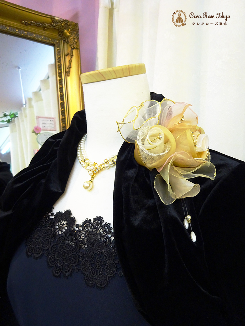 コーディネート2点セット！【ライネ・グランス＋ダリアベロアボレロ】ネイビーの母親ドレス