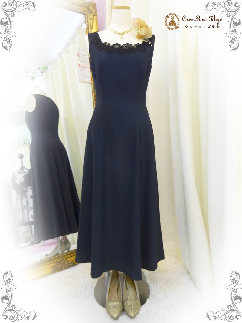 コーディネート2点セット！【ライネ・グランス＋ダリアベロアボレロ】ネイビーの母親ドレス