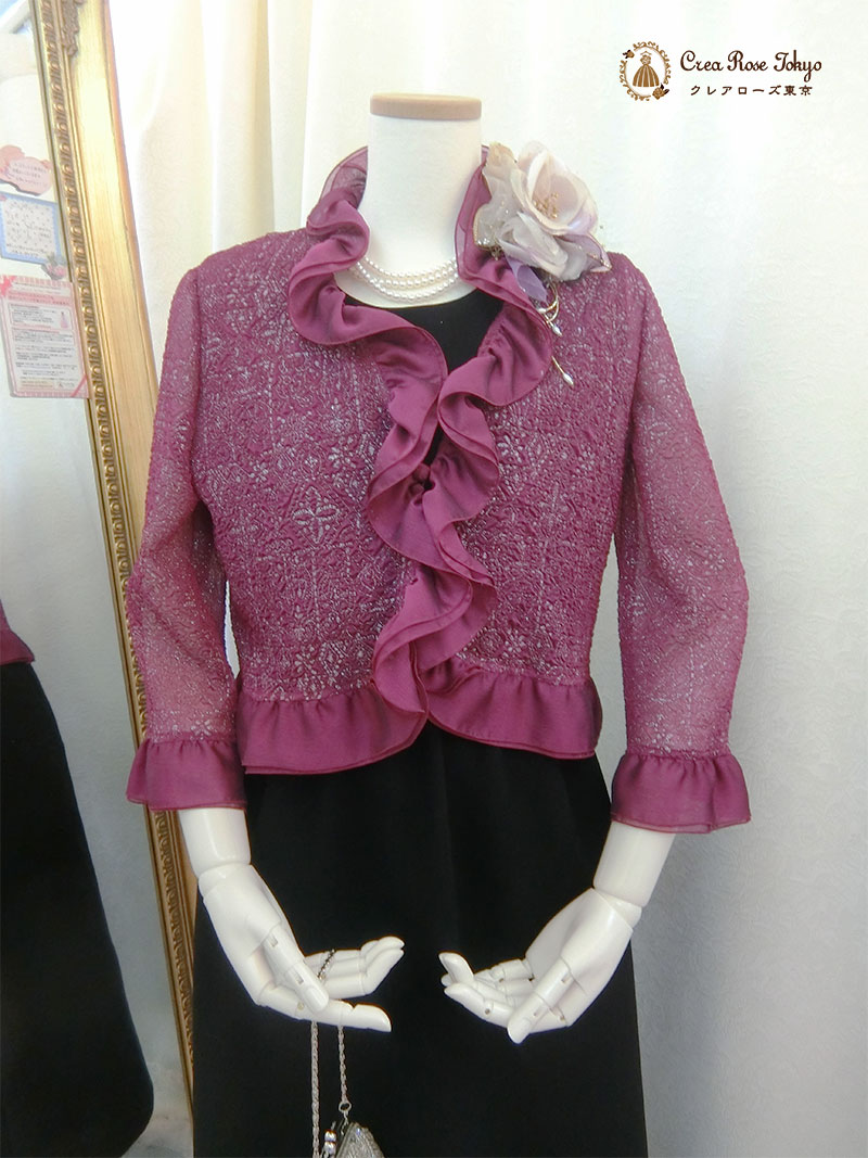13号〜15号ドレスとワインカラーのミセスジャケット2点セット！【サンテ・クワイエ＋プレファドールボレロジャケット】叔母様・祖母様に