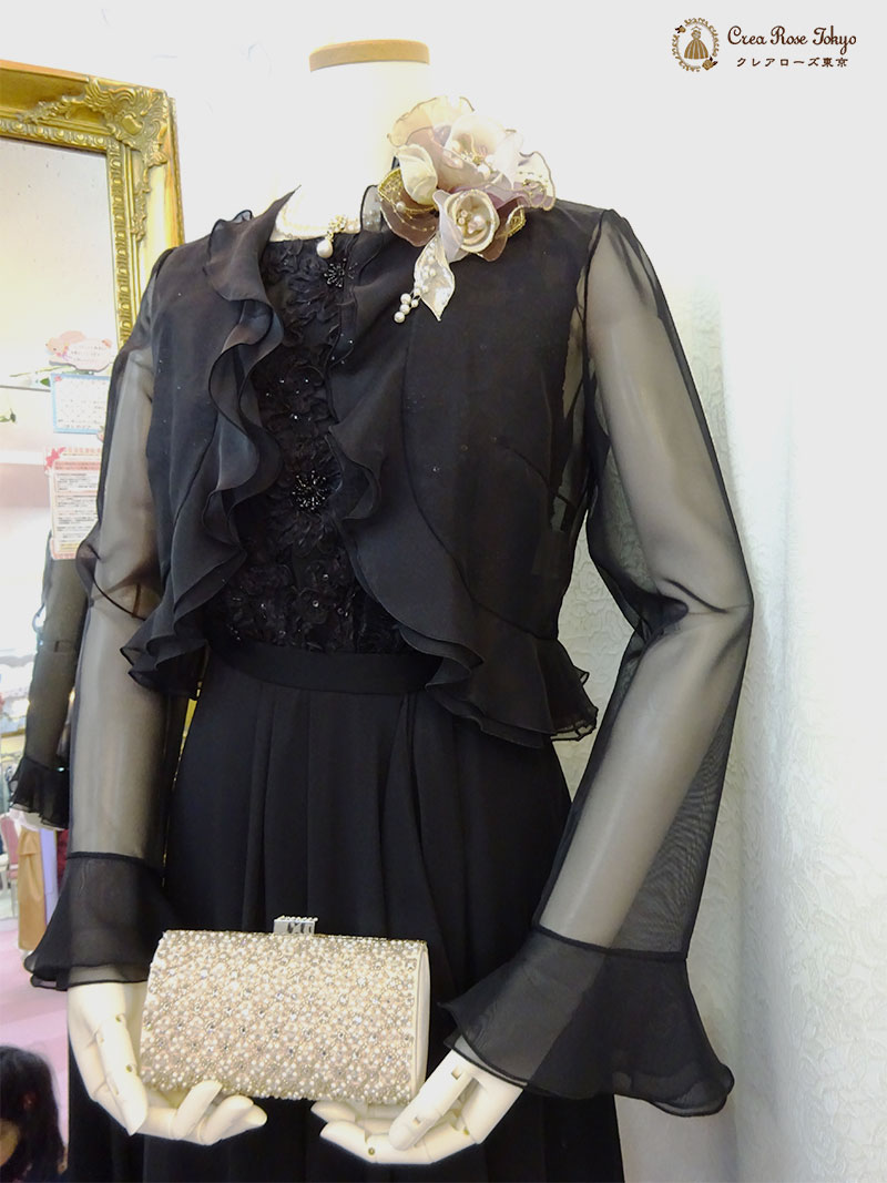 人気、高級ドレス9号〜11号編み上げ2点セット！【アンドリア・ドレッシードレス＋マリコオーガンジーボレロ】優雅な印象のロングドレス