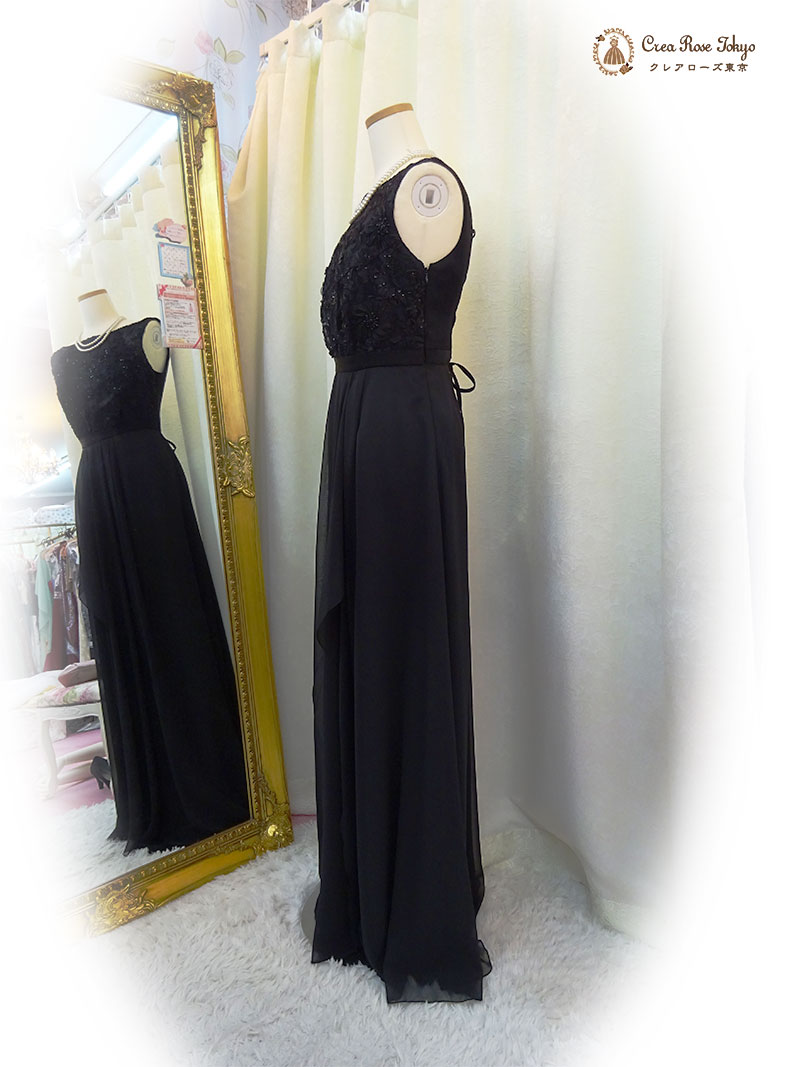 人気、高級ドレス9号〜11号編み上げ2点セット！【アンドリア・ドレッシードレス＋マリコオーガンジーボレロ】優雅な印象のロングドレス