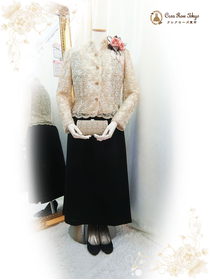 お腹周りが気になる方に。13号or15号ドレス(ジャケット9号)と華やかジャケットの2点セット！【サンテ・クワイエ＋ハミリアゴールドジャケット】叔母様・祖母様に