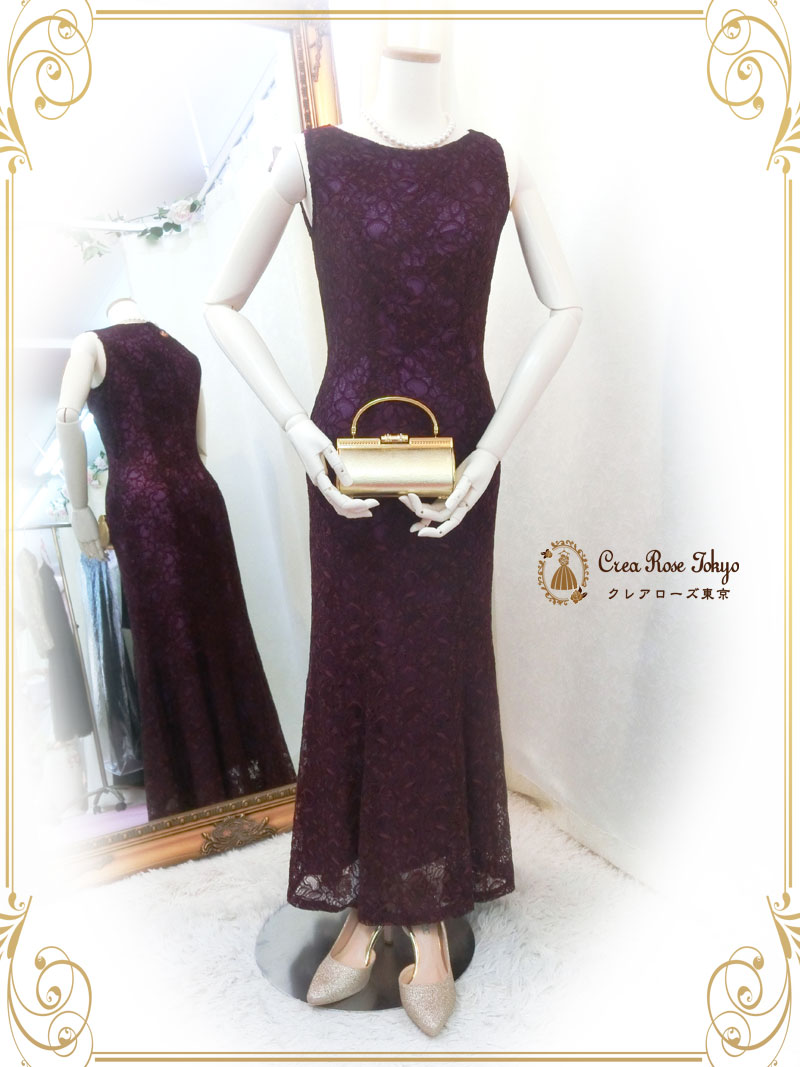 ７号～細身９号のお母さまが綺麗に着られる[ピンパーネルドレス＋アネッセファーショール]コーディネート2点セット！