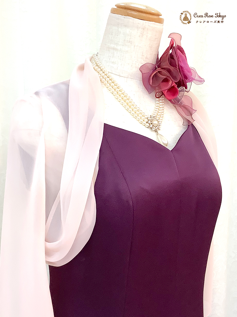 高貴な紅紫でスタイルよく魅せるロングドレス【チェルシーアダージョドレス】20~50代の結婚式・パーティー・演奏会などに