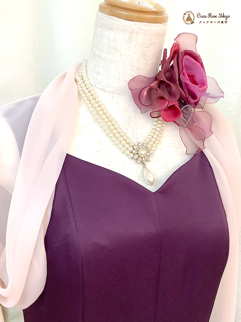 高貴な紅紫でスタイルよく魅せるロングドレス【チェルシーアダージョドレス】20~50代の結婚式・パーティー・演奏会などに