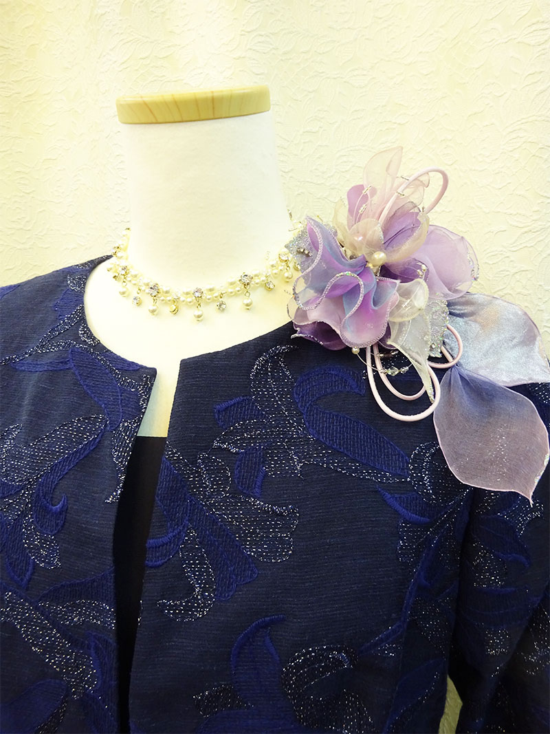 華やかジャケットとミディアムドレス2点セット【ランドーム＋パルフィムジャケット】お母さま、ご親族様、ミセスお呼ばれに