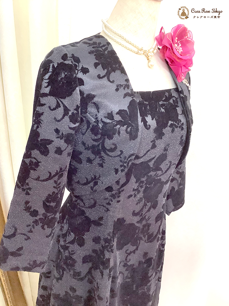 王道の礼装スタイルに上品な軽やかさを【シャイナーローズドレス＋シャイナーローズボレロ】50～70代ミセスの正礼装に