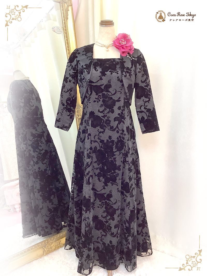 王道の礼装スタイルに上品な軽やかさを【シャイナーローズドレス＋シャイナーローズボレロ】50～70代ミセスの正礼装に