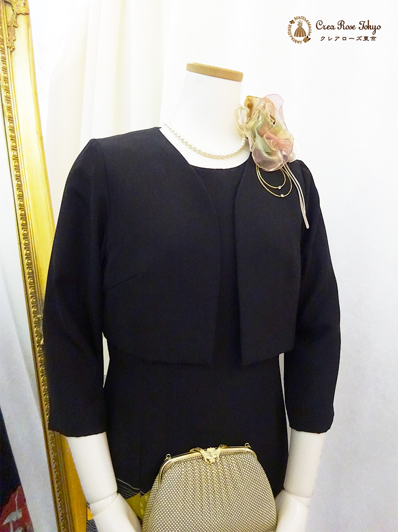 9号の方、黒留袖の高級感あふれるジャケット【みやこぼたんジャケット】結婚式のお母様ご親族様・ミセスのパーティーに