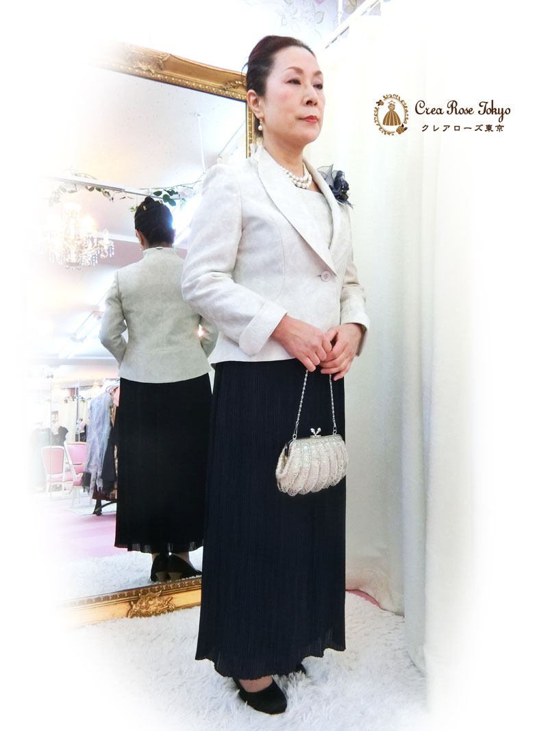 コーディネート2点セット！[フォーマルプリーツスカート+グレースジャケット]母親様・叔母様・祖母様に