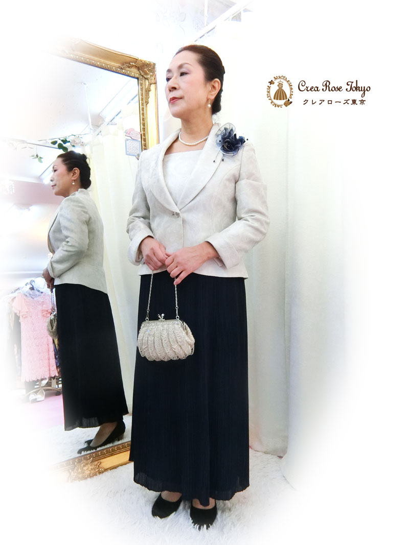 コーディネート2点セット！[フォーマルプリーツスカート+グレースジャケット]母親様・叔母様・祖母様に
