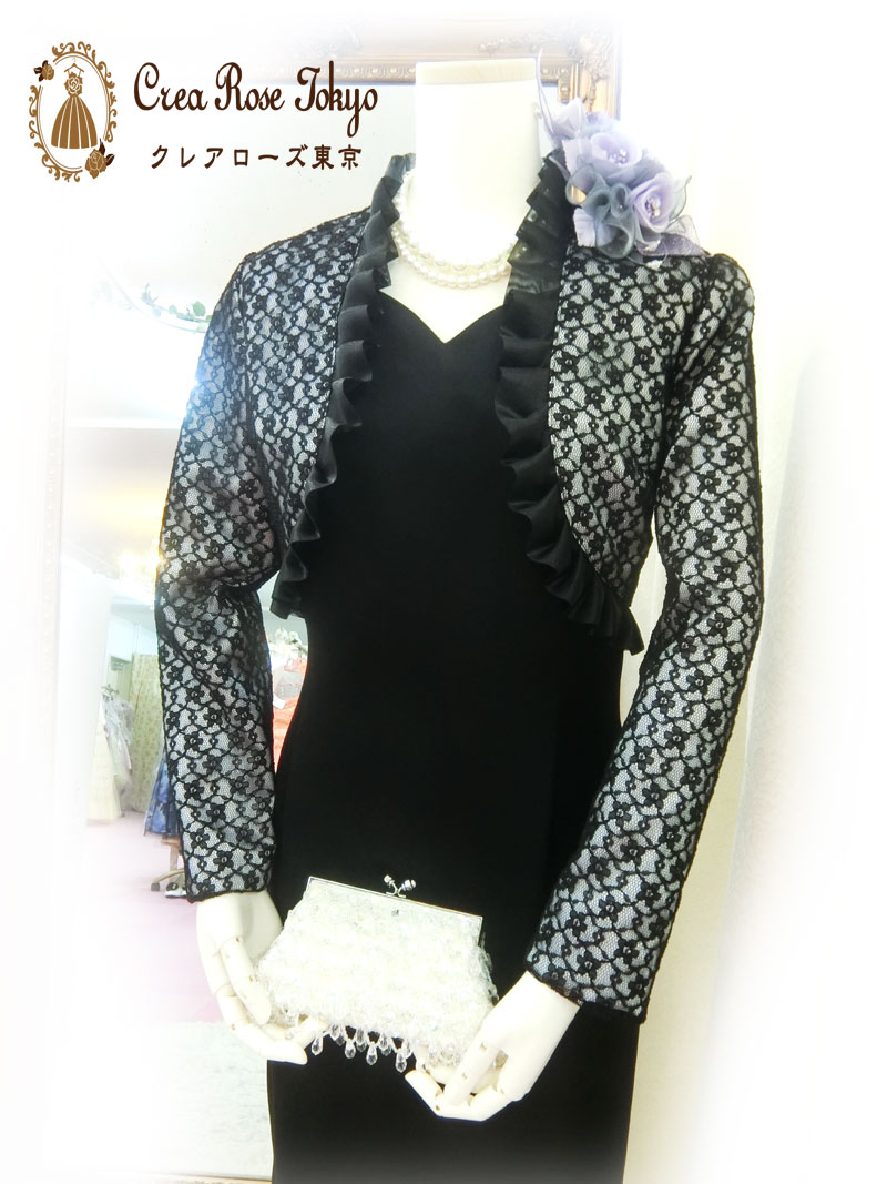 コーディネート2点ドレスセット！[ジゼルブラック+ステンシアボレロジャケット]日本製マザーズドレス