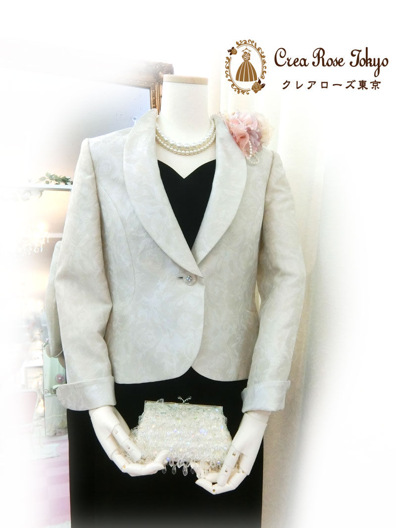 コーディネート2点ドレスセット！[ジゼルブラック+グレースジャケット]日本製　新郎新婦の母親ドレス