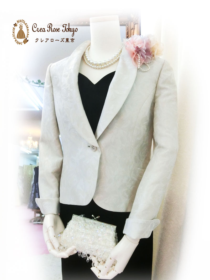 コーディネート2点ドレスセット！[ジゼルブラック+グレースジャケット]日本製　新郎新婦の母親ドレス