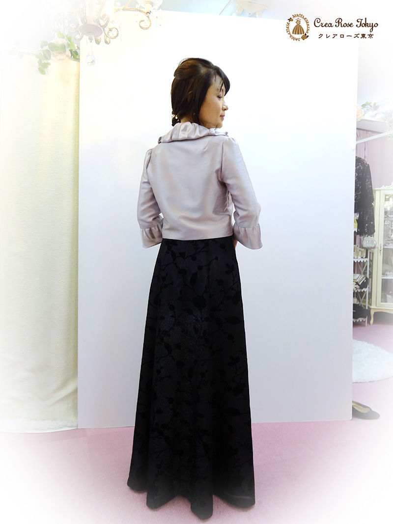 華やか上質ロングドレスと日本製ジャケットの2点セット！【ケイティ・ヴィクトリアドレス＋シリックラベンダージャケット】お母様に