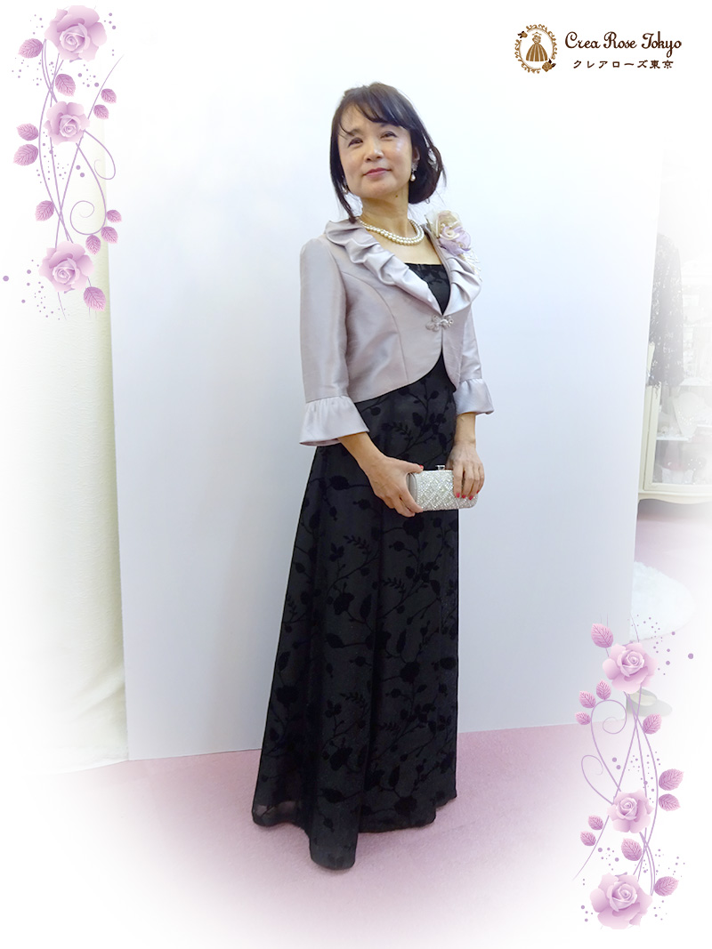華やか上質ロングドレスと日本製ジャケットの2点セット！【ケイティ・ヴィクトリアドレス＋シリックラベンダージャケット】お母様に