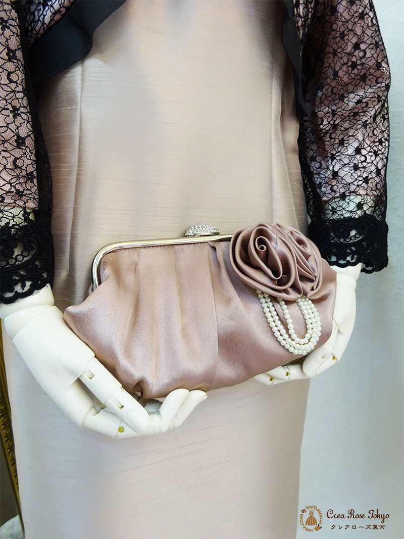 若々しいおばあちゃんに。優しいピンクベージュドレスと華やかジャケットの2点セット！【ルシードルレースドレス＋カトリーナボレロジャケット】日本製のフォーマルドレス　レンタルドレス東大宮
