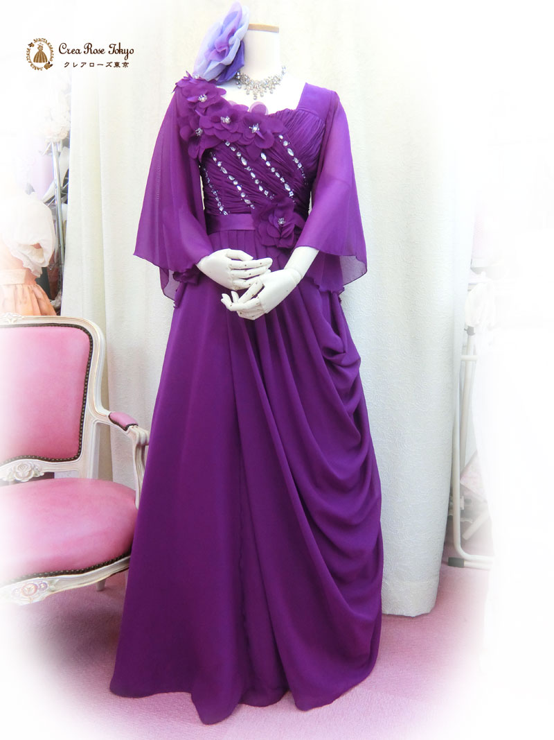 [ファルデンシア]マダム向け袖付きドレス