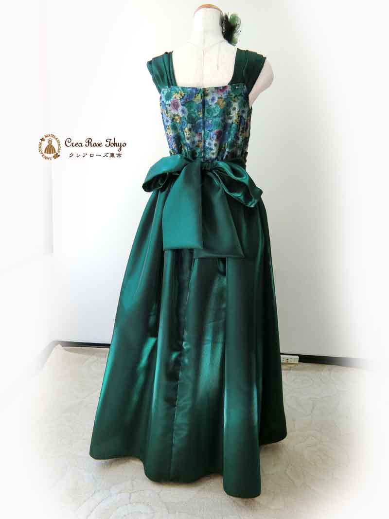 [ガネットグリーン]オリジナル自信作！丈短めロングドレス