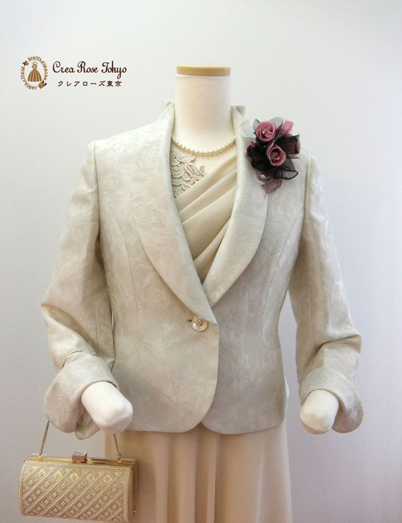 コーディネート2点セット！[シャロンベージュ+グレースジャケット]親族ドレス叔母さま