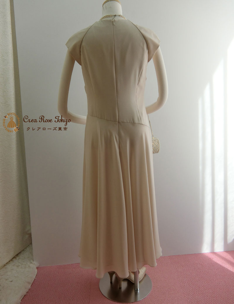 コーディネート2点セット！[シャロンベージュ+グレースジャケット]親族ドレス叔母さま
