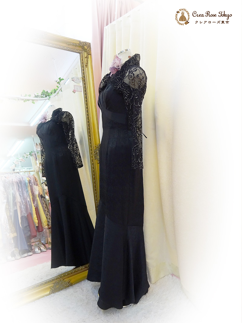 7〜9号の方、貴婦人のような品格が匂い立つロングドレスコーディネート2点セット【アシュケードドレス＋ジラーニャボレロ】マダムの結婚式やパーティーに