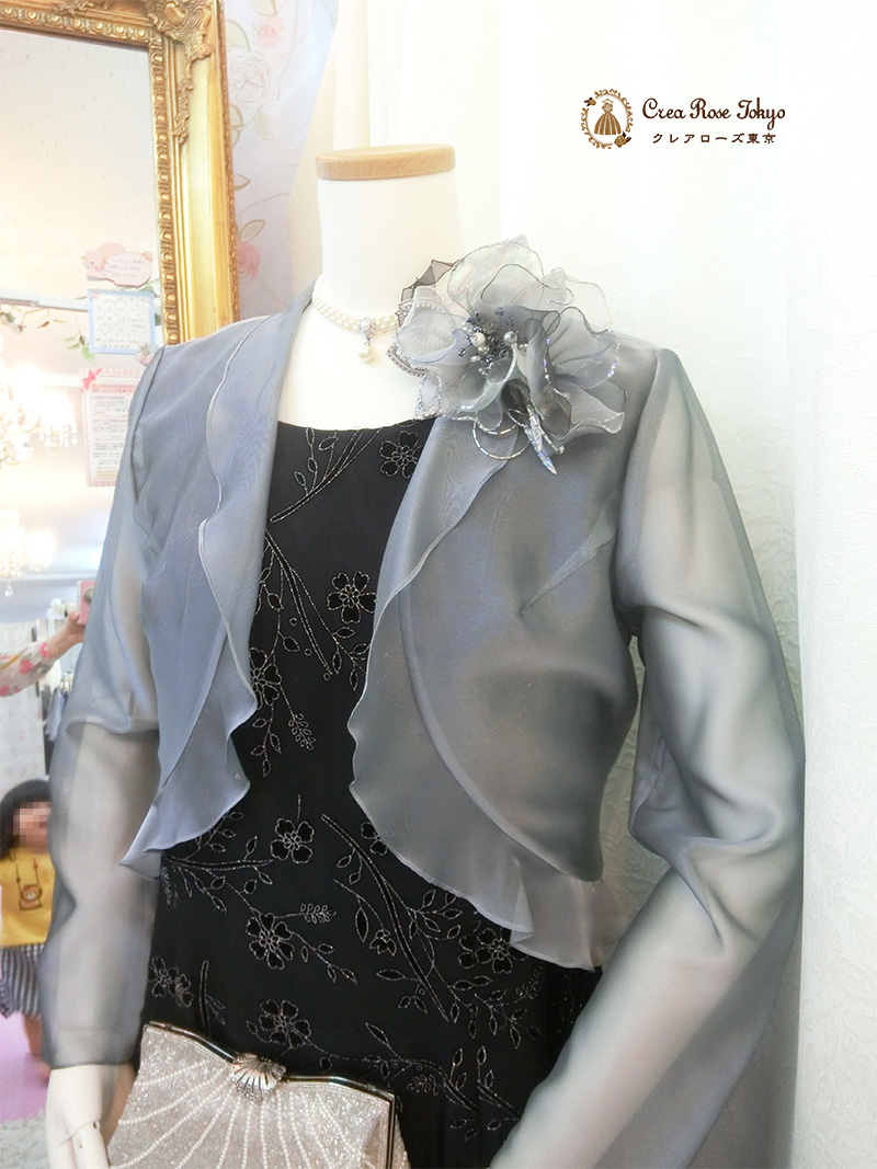 サイズ調整可能１３号～１５号2点セット[シャイネス・パティオ+セシリータボレロジャケット]大きいサイズの母親レンタルドレス